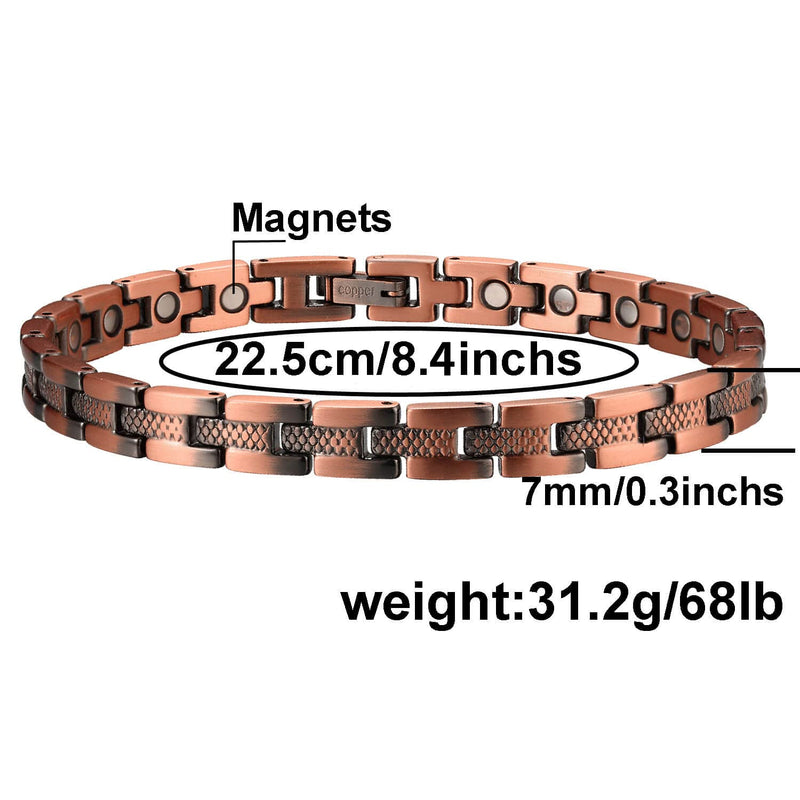 MagEnergy Pure Copper Magnetic Bracelet for Women Copper Wristband with 3500 Gauss Magnets Adjustable Jewelry Gifts (Copper) - BeesActive Australia