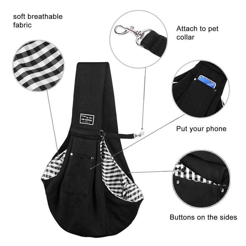 Dog and Cat Sling Carrier, Dog Carriers for Small Dogs, Soft Material, Easy to Clean and Non-Sticky, Fashionable and Sporty, for Outdoor Travel… Black - BeesActive Australia