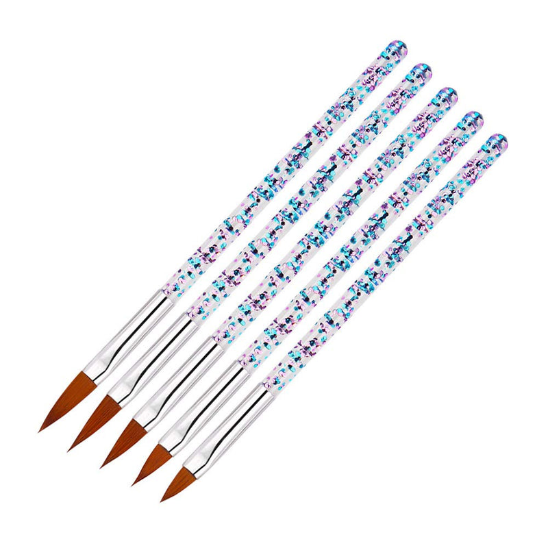 FULINJOY 8 Pcs Nail Art Brush Nail Liner Brush, Acrylic UV Gel Glitter Drawing Painting Brushes Crystal Handle Nylon Hair Carving Flower Pens Nails Tools - BeesActive Australia