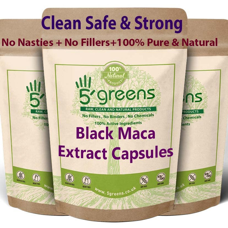 Black Maca Capsules Gelatinized - 2000mg Black Maca Root (120 Capsule Pouch) 500mg 4:1 Extract Black Maca Capsules - BeesActive Australia