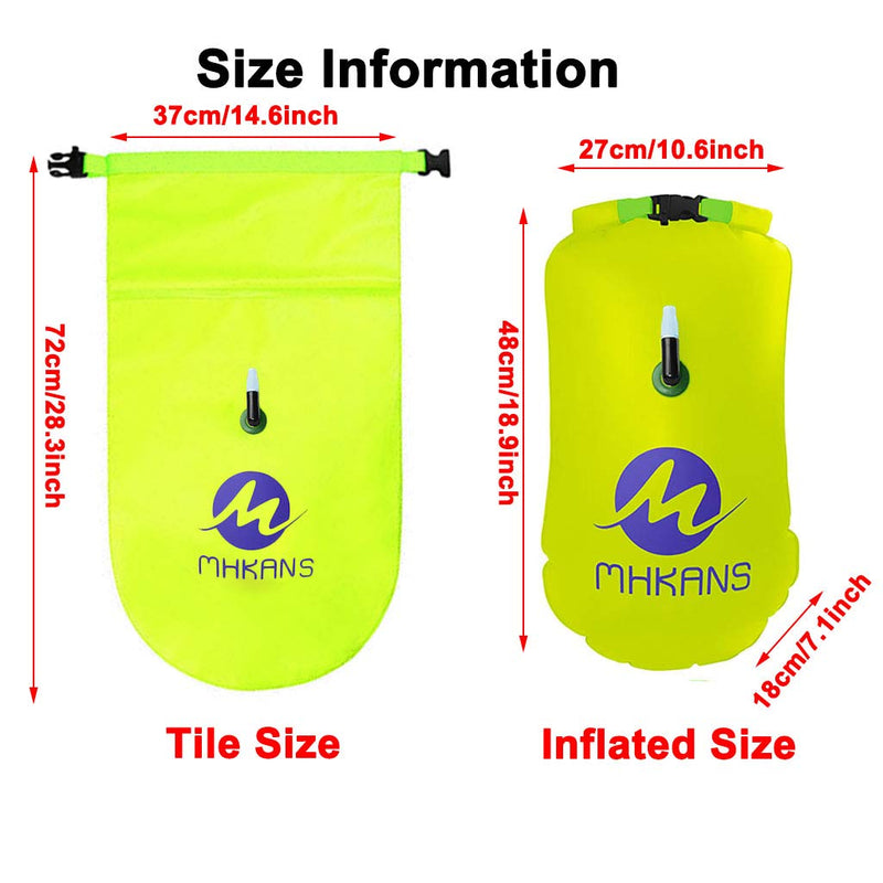 YMLHOME Swim Buoy 20L Swimming Safety Buoy Float Dry Bag with Adjustable Waist Belt and Waterproof Cell Phone Bag for Open Water Swimmers and Safer Swim Training (Green) - BeesActive Australia