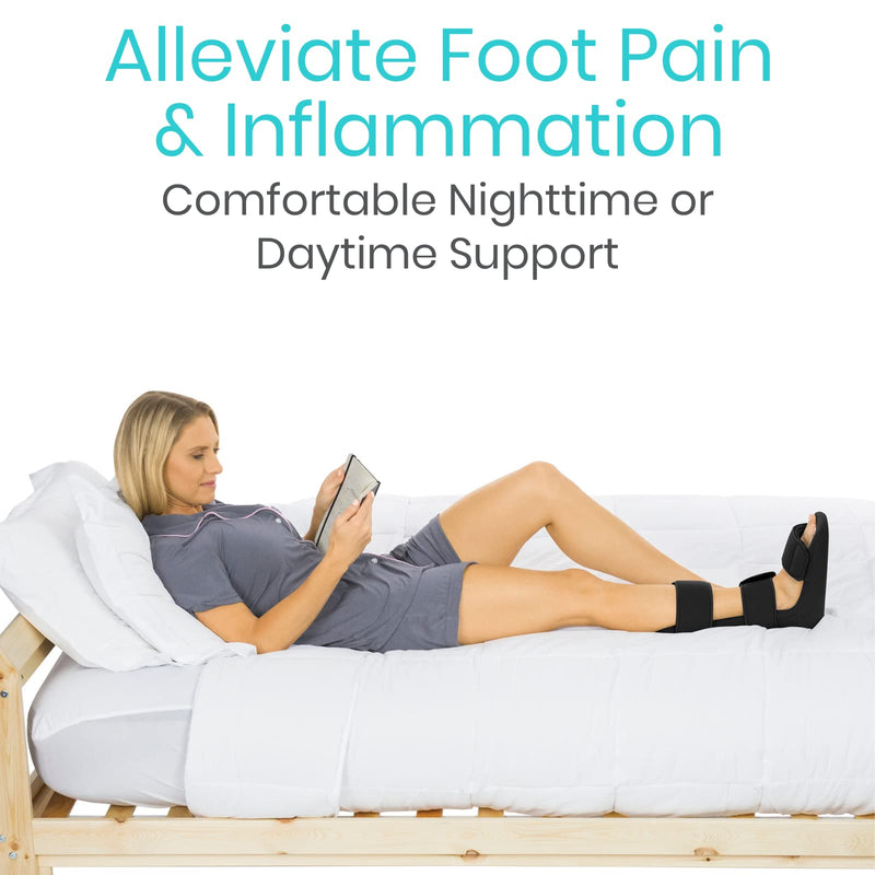 Vive Plantar Fasciitis Night Splint Plus Trigger Point Spike Ball - Soft Leg Brace Support, Orthopedic Sleeping Immobilizer Stretch Boot - Heel Spur, Foot Pain, Achilles Inflammation, Soreness Relief Black Small - BeesActive Australia