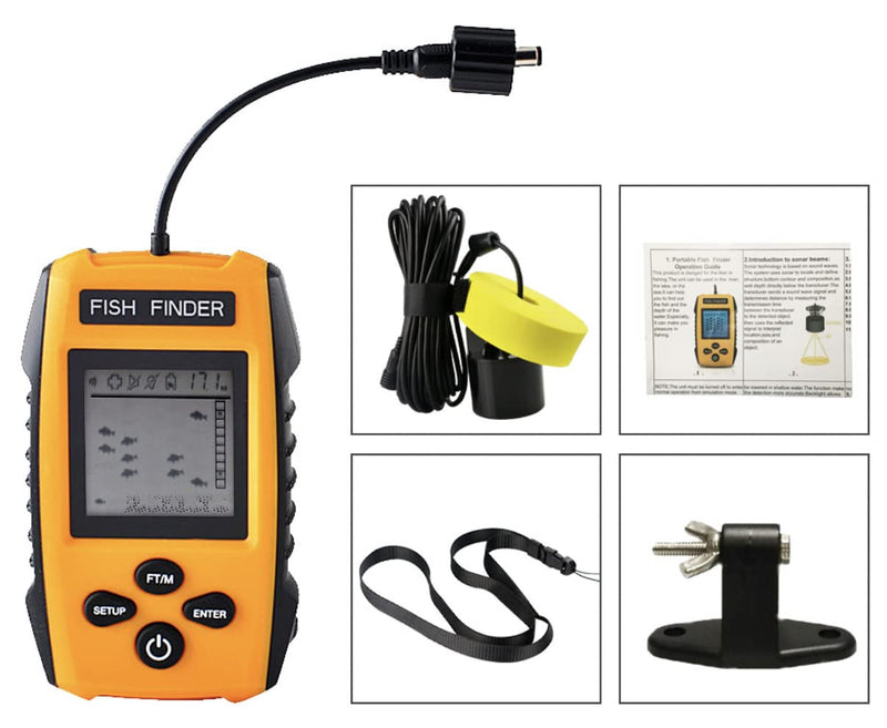 Portable Sonar Alarm Fish Finder with Sonar Transducer and LCD Display, for Kayak Fishing Boat Fishing Ice Fishing - BeesActive Australia