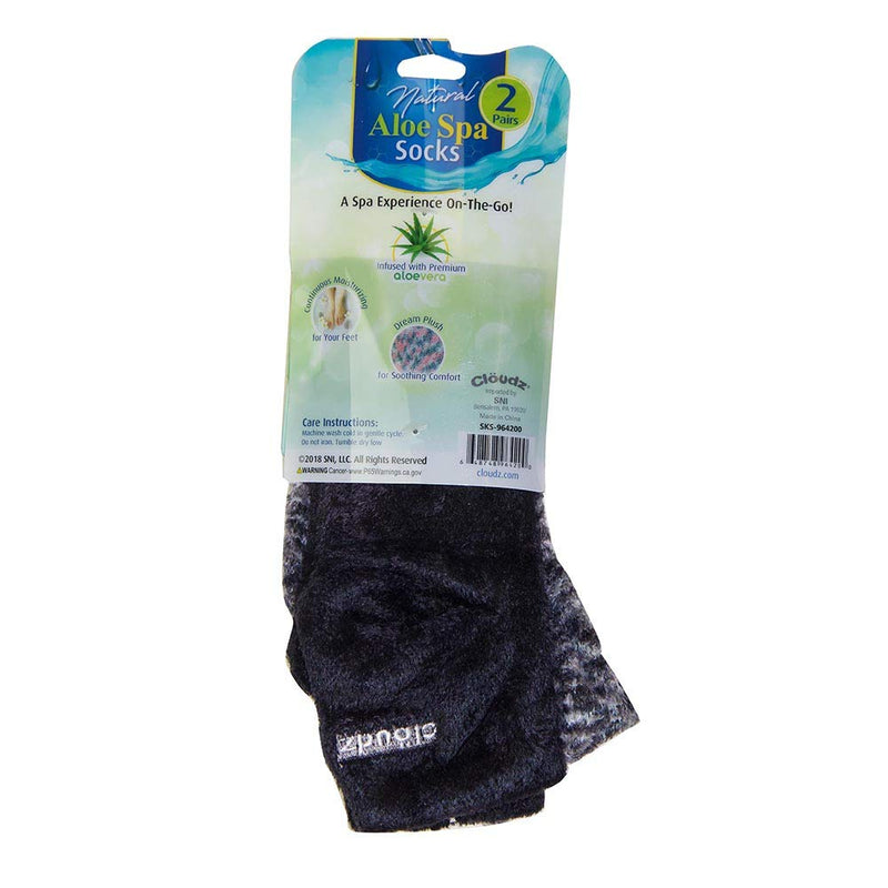 Cloudz - Black Natural Aloe Vera Spa Socks - (2 Pairs/Solid & Patterned) - BeesActive Australia
