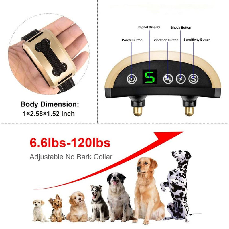 Dog Training Collar Upgrade 7 Sensitivity, USB Rechargeable Waterproof No Bark Collar with Vibration and No Harm Shock for Small Medium Large Dog - BeesActive Australia