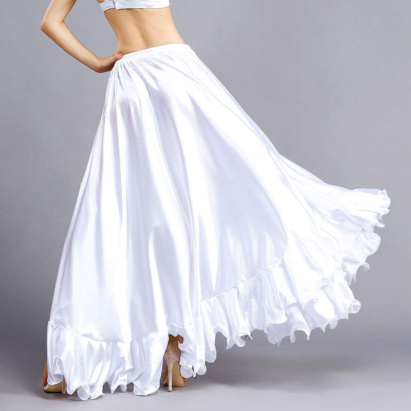 [AUSTRALIA] - ROYAL SMEELA Belly Dance Costume for Women Belly Dancing Skirts Slit Ruffle Maxi Skirt Dance Dress Bellydance Dancer Outfit White 