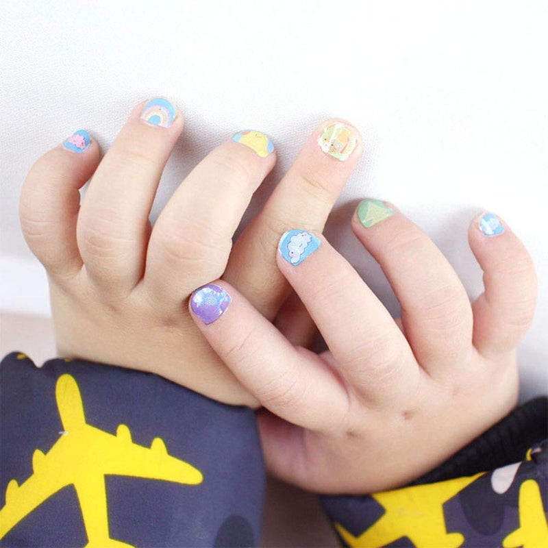 EBANKU Self Adhesive Nail Art Stickers for Kids with Nail File, 12 Sheets 3D Fruits Moon Crowns Rainbow Ice Cream Animals Lovely Nail Stickers Decals Wraps for Girls Kids Holiday Nail Art Decals - BeesActive Australia