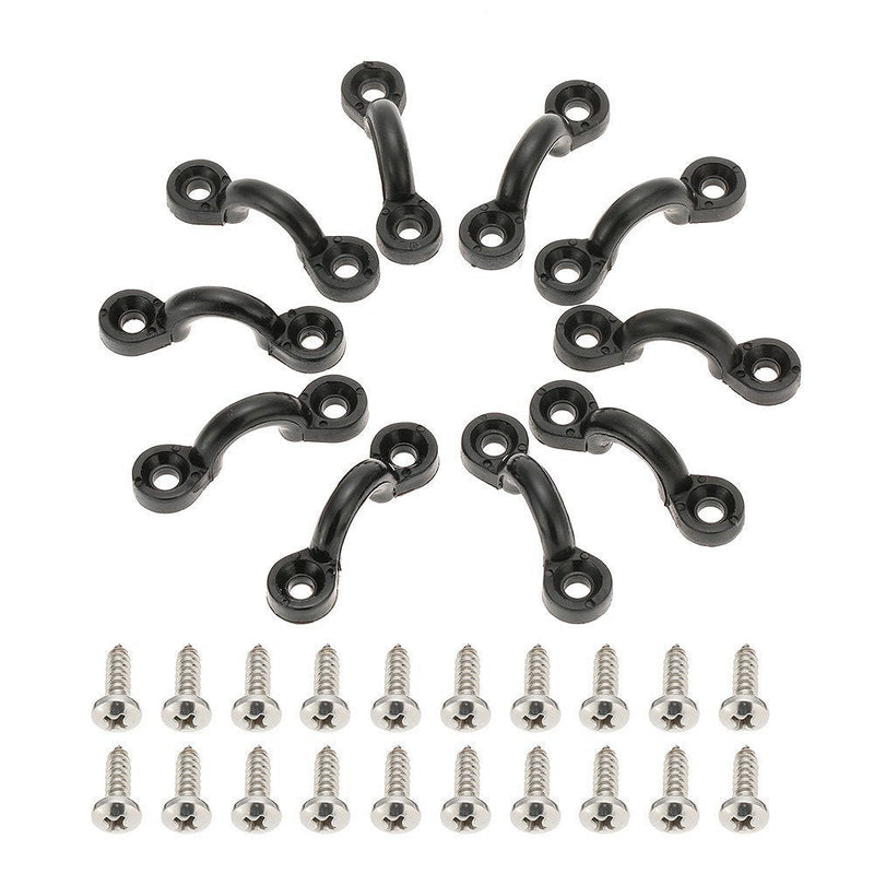 Docooler 10pcs Nylon Bungee Deck Loops Tie Down Pad Eye with 20 Screws for Boat Kayak Deck Rigging Kit - BeesActive Australia