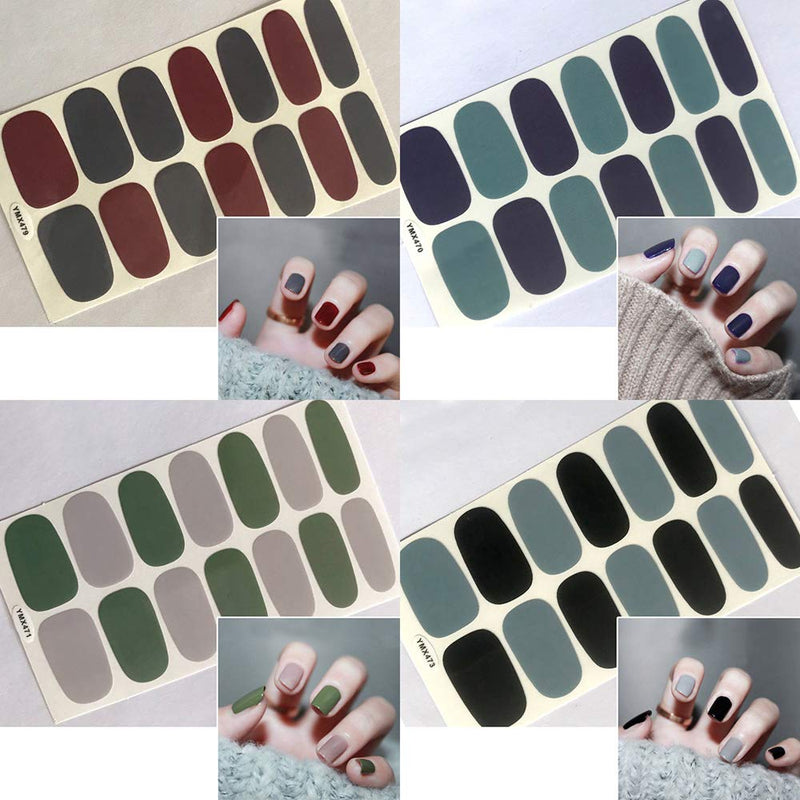 SILPECWEE 12 Sheets Adhesive Nail Polish Strips Stickers Tips and 1Pc Nail File Solid Color Nail Decals Wraps Manicure Accessories for Women NO3 - BeesActive Australia