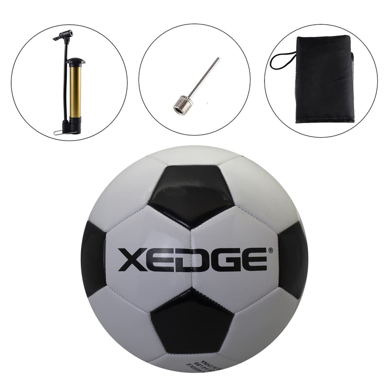 XEDGE Official Size Soccer Ball,Size 5 Training Ball for Girls,Boys,Youth Teenagers,Adults,Machine Stitched for Indoor Outdoor Play black and white size 4 - BeesActive Australia