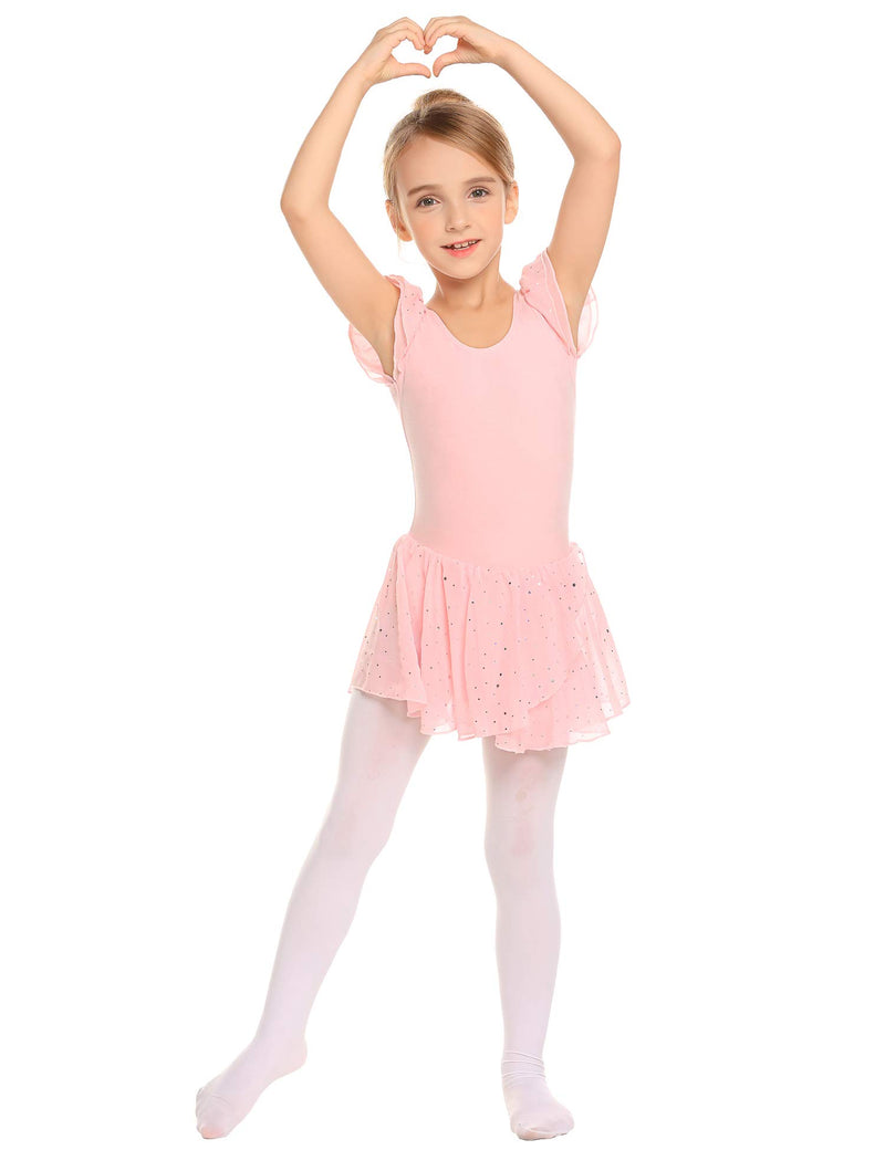 [AUSTRALIA] - Arshiner Girls Ruffle Sleeve Ballet Dance Dress Tutu Skirted Leotard Ballet Pink 4-5T 