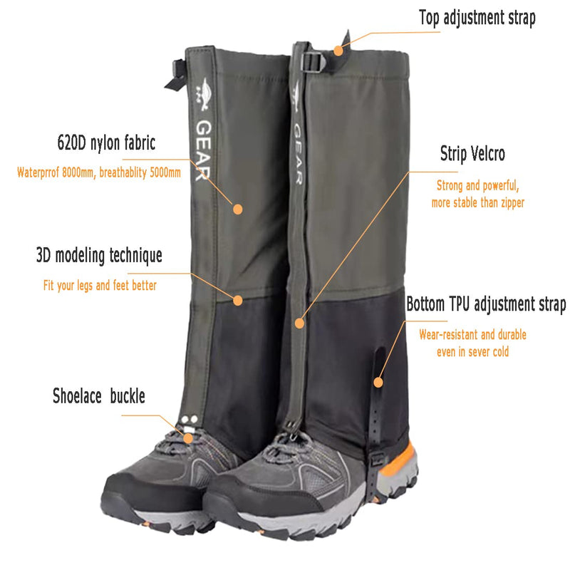 WUSHANG Leg Gaiter Snow Boot Gaiter Waterproof Gaiter for Men Women Shoe Gaiter for Hiking Hunting Skiing Camping Climbing Large - BeesActive Australia