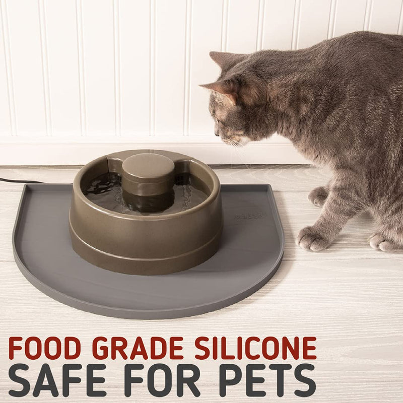 Leashboss Fountain Mat, Silicone Water Mat Designed for Pet Fountains, Dog Gravity Water Bowls, Automatic Dispensing Cat Feeders Small - 14 x 12 Inches Gray - BeesActive Australia