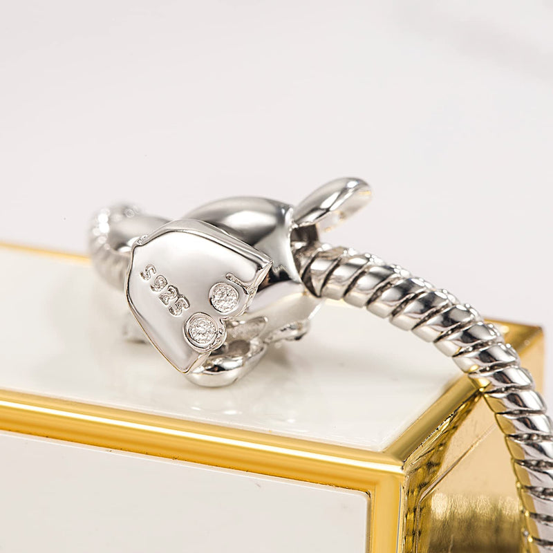 Women 925 Sterling Silver Bracelet Cute Tiny Animal Elephant Charm Dainty Handmade Bracelet For Girl Lobster Clasp Snake Chain Link Jewelry Gift 8 inch - BeesActive Australia
