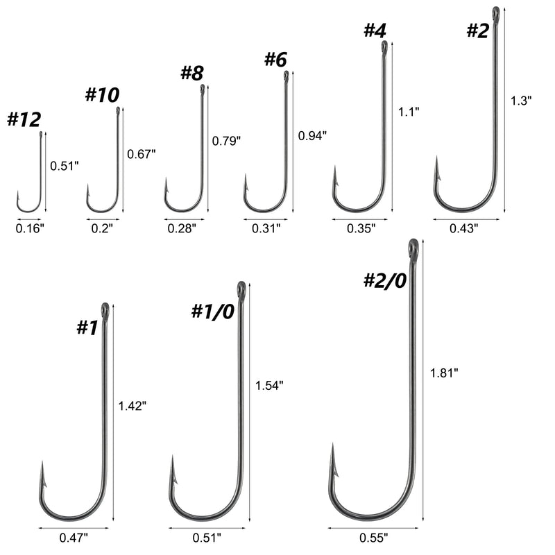 Dr.Fish 100 Pack Aberdeen Hooks Offset Hooks Long Shank Hooks Light Wire Fishing Hooks High Carbon Steel Freshwater Fishing Tackle for Trout Bass Catfish #10-100 Pack - BeesActive Australia