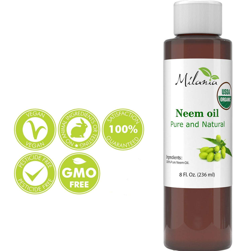 Premium Organic Neem Oil (8 Oz.) Virgin, Cold Pressed, Unrefined 100% Pure Natural Grade A. Excellent Quality. - BeesActive Australia