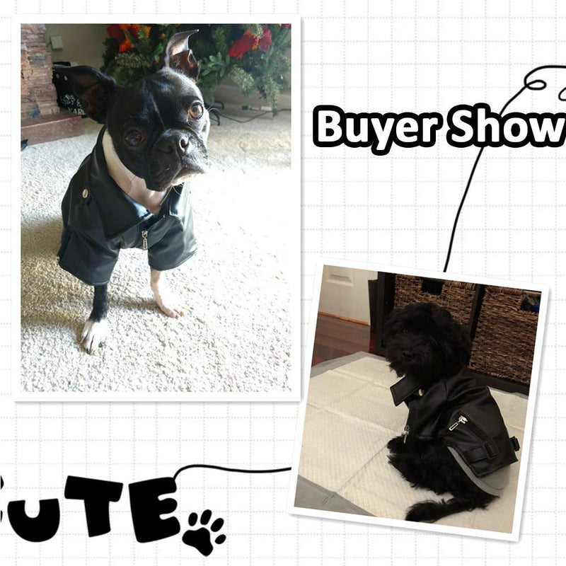 FLAdorepet Cool Dog Leather Jacket Coat Winter Warm Dog Pet Clothes for Small Dog S Black - BeesActive Australia