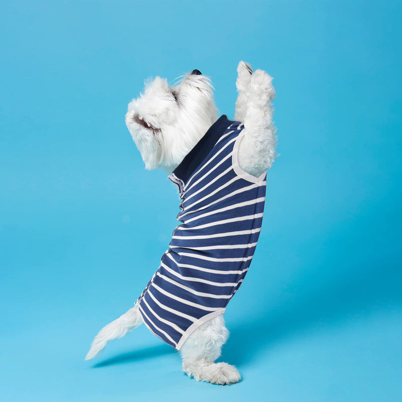 KAROKU Dog Recovery Suit Cats Bodysuits for Abdominal Wounds Recovery Shirt for Male Female Pet Surgical Snugly Suit After Surgery Anti-Licking Dog Onesies, Substitute E-Collar & Cone Medium Blue - BeesActive Australia