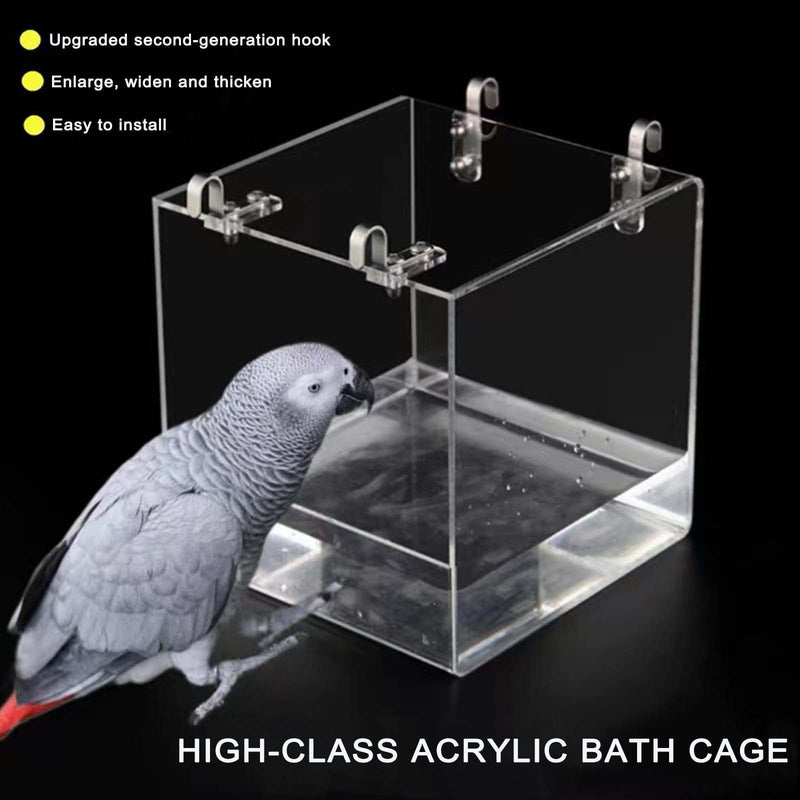 Xxmbbjy Hanging Bird Bath Cube, Transparent Bath Shower Box Bowl with Stainless Steel Hooks for Small Bird Canary Budgerigar Parrots Crested Myna Cockatiel Lovebird - BeesActive Australia