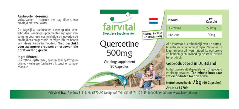 Fairvital | Quercetin 500mg - Bulk Pack for 3 Months - Vegan - HIGH Dosage - 90 Capsules - antioxidant - BeesActive Australia