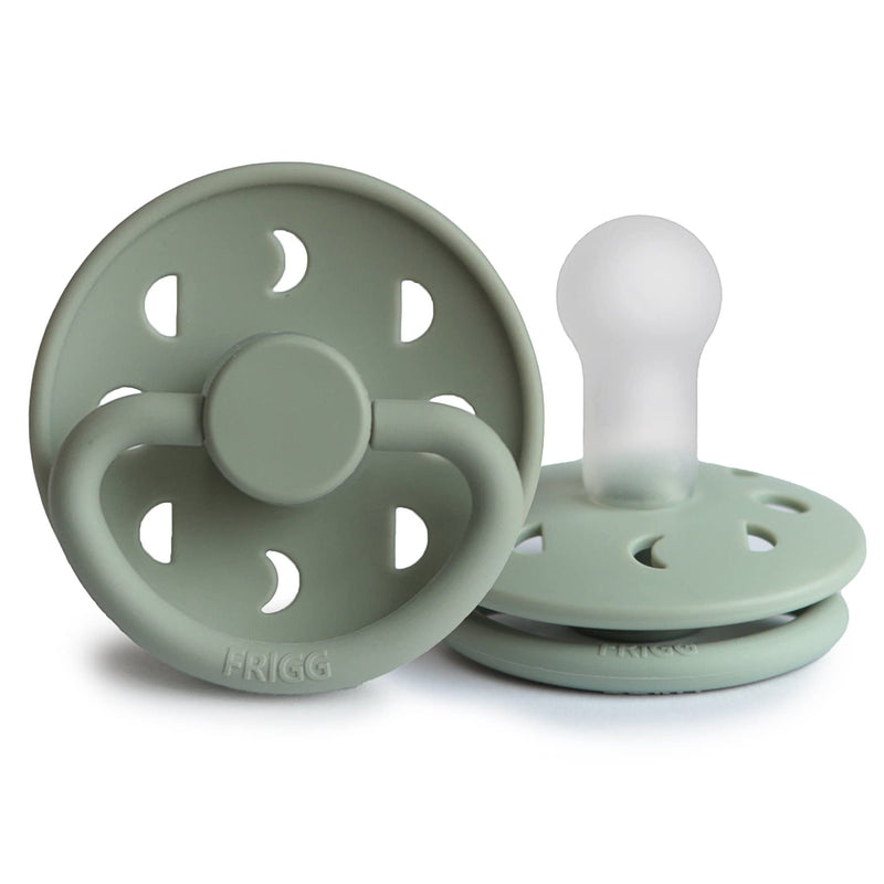 FRIGG Moon Natural Rubber Baby Pacifier | Made in Denmark | BPA-Free (Sage/Portobello, 0-6 Months) 2-Pack 0-6 Month Sage/Portobello - BeesActive Australia