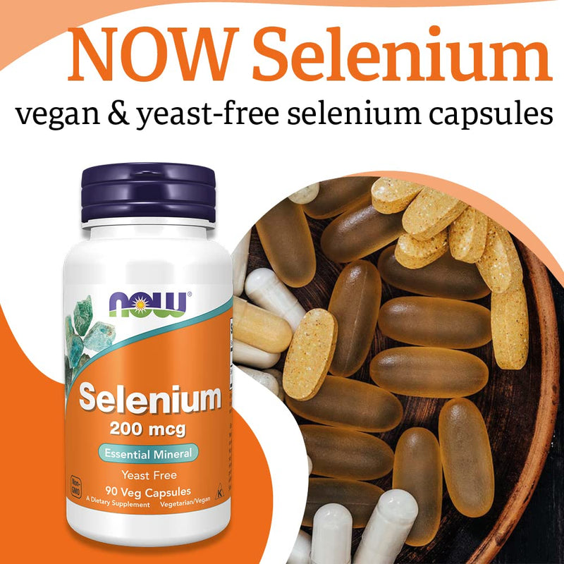 Now Foods, Selenium, 200mcg, 90 Vegan Capsules, Lab-Tested, Trace Element, Selenium, Gluten Free, SOYA Free, Vegetarian - BeesActive Australia