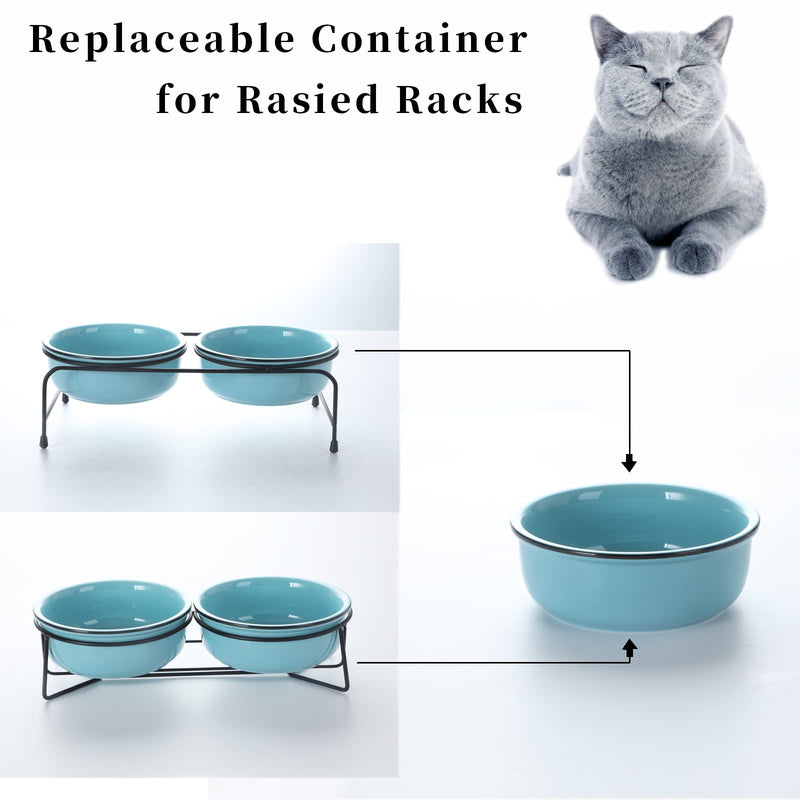 GDCZ Ceramics Raised Small Dog or Cat Bowls for Pet Food 15 Ounces Turquoise - BeesActive Australia