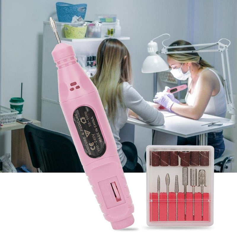 Electric Nail Drill Kit, USB Portable Electric Nail Drill Machine Manicure Pedicure Polishing Shape for Exfoliating, Grinding, Polishing, Nail Removing, Acrylic Nail Tools(Pink) - BeesActive Australia