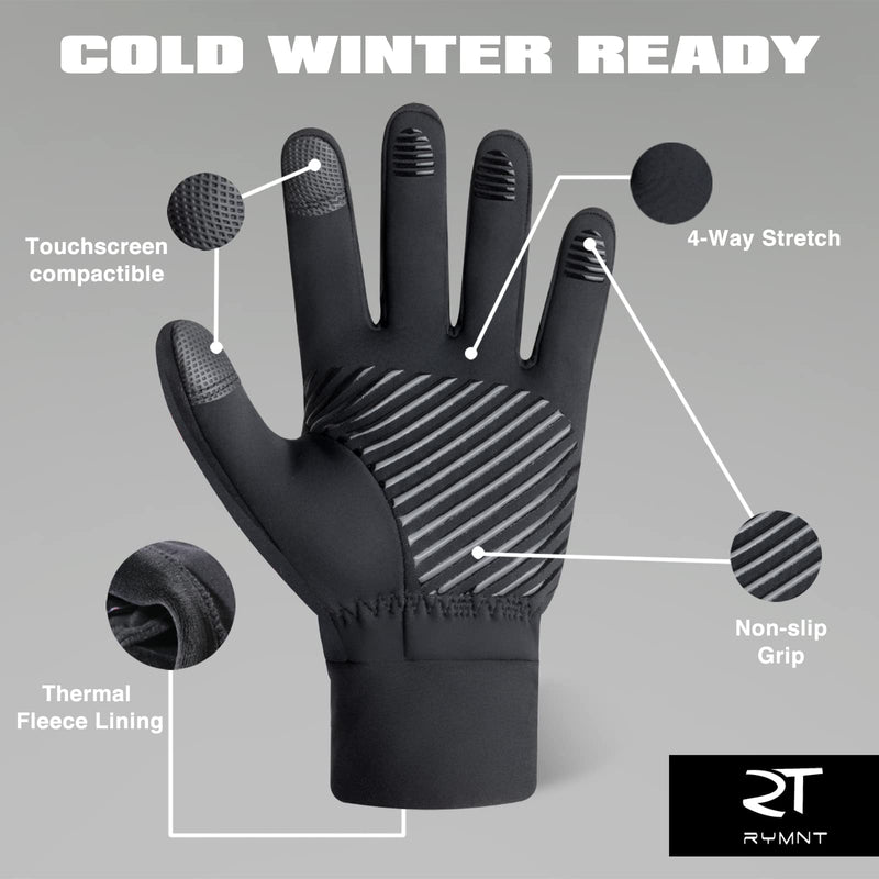 RYMNT Winter Gloves Touch Screen Water Resistant Thermal for Running Driving Cycling Working Hiking Warm Gifts for Men Women Black X-Large Women-XL/Men-L) - BeesActive Australia