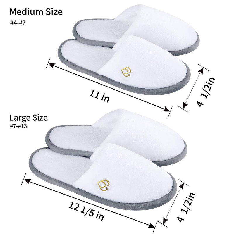 White Spa Slippers, Closed Toe(6 Pairs - 3L,3M) Disposable Indoor Hotel Slippers for Women, Fluffy Coral Fleece, Deluxe Padded Sole for Extra Comfort- Perfect for Guests, Hotel,Travel Medium-Large Women/Small-Medium Men White - BeesActive Australia