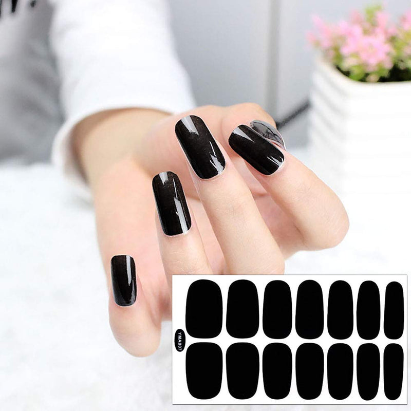 SILPECWEE 6 Sheets Adhesive Nail Art Polish Stickers Set and 1Pc Nail File Solid Color Design Nail Wraps Decals Strips Manicure Tips - BeesActive Australia