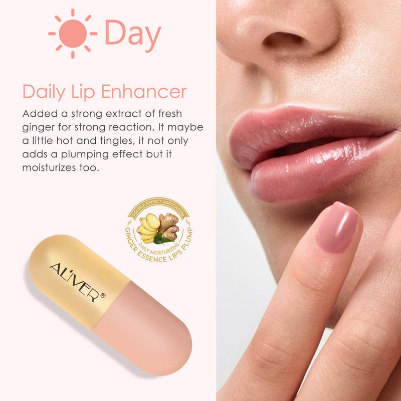 Lip Plumper Gloss- Natural Lip Plumper,Plumper Set Contains Day and Night Lip Gloss -Clear Lip Plump Gloss-Enhancer for Fuller & Hydrated Lips | Give Volume,Moisturize - BeesActive Australia