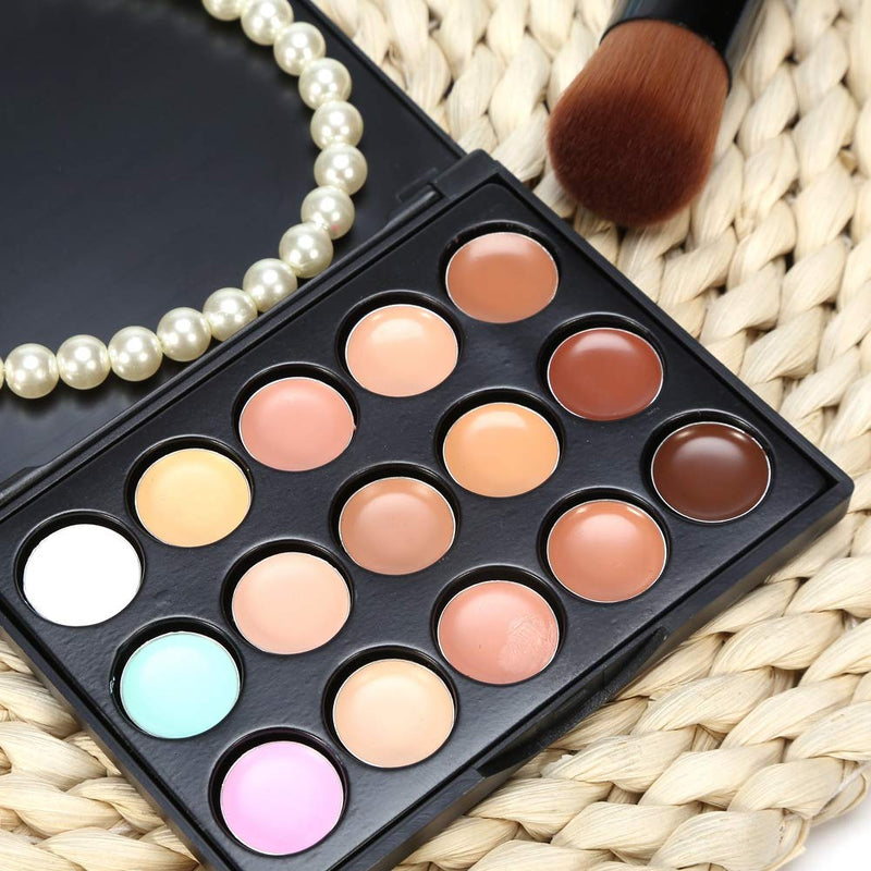 Concealer Palette,15 Colors Professional Concealer Make Up Face Eye Circle Cover Cream Contouring Foundation/Concealer Palette Highlighting Makeup Tool for Girls Gift(15 Colors) 15 Colors - BeesActive Australia