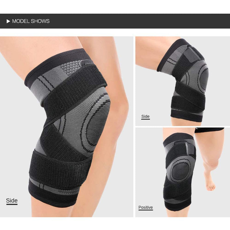 Hibucuo Knee Sleeve with Side Stabilizers, Adjustable Compression Knee Brace Support for Knee Pain, Arthritis Relief, improve Circulation Compression XX-Large Black - BeesActive Australia