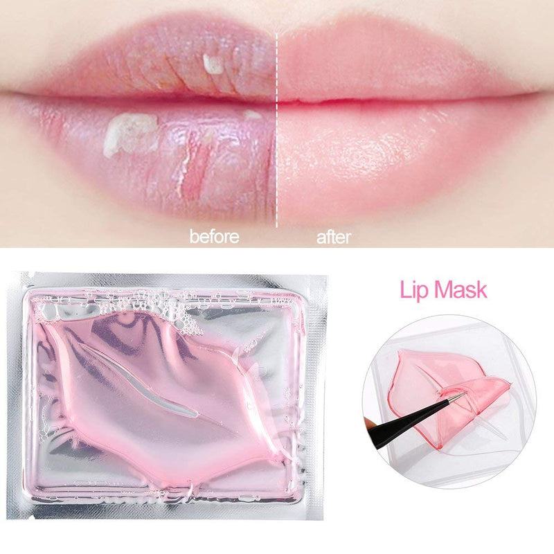 Lip Mask 15 Pieces Lip Care Lip Gel Crystal Natural Collagen Lip Pads for Exfoliating Moist Moisturizing Remove Dead Skin Anti Chapped Lips, Pink - BeesActive Australia