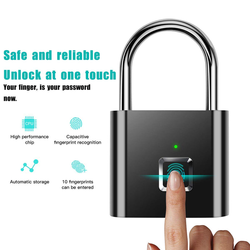 Fingerprint Padlock,AICase IP65 Waterproof Ultra Light One Touch Open Fingerprint Lock with USB Charging for Gym, Sports, School Employee Locker,Fence, Suitcase,Bike No App, No Bluetooth，No Trouble - BeesActive Australia