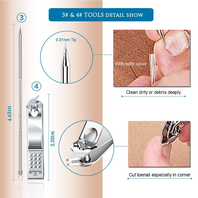 Premium 6PCS Ingrown Toenail Tools, Nail File and Lifter, Foot Nail Treatment Tool, Toe Nail Removal Clippers, Upgraded Stainless Steel, Professional Pedicure Tools, With Nail Cutter Trimmer - BeesActive Australia