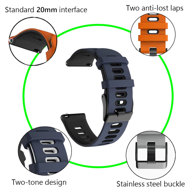 KANEE 2 Pack Soft Silicone Wristbands Compatible for Garmin Fenix 5S/Fenix 5S Plus/Fenix 6S/Fenix 6S Pro/Forerunner 245/Music/Forerunner 645/Music/D2 Delta S/Vivoactive 3/Vivoactive 3 Music/Vivomove 3 - BeesActive Australia