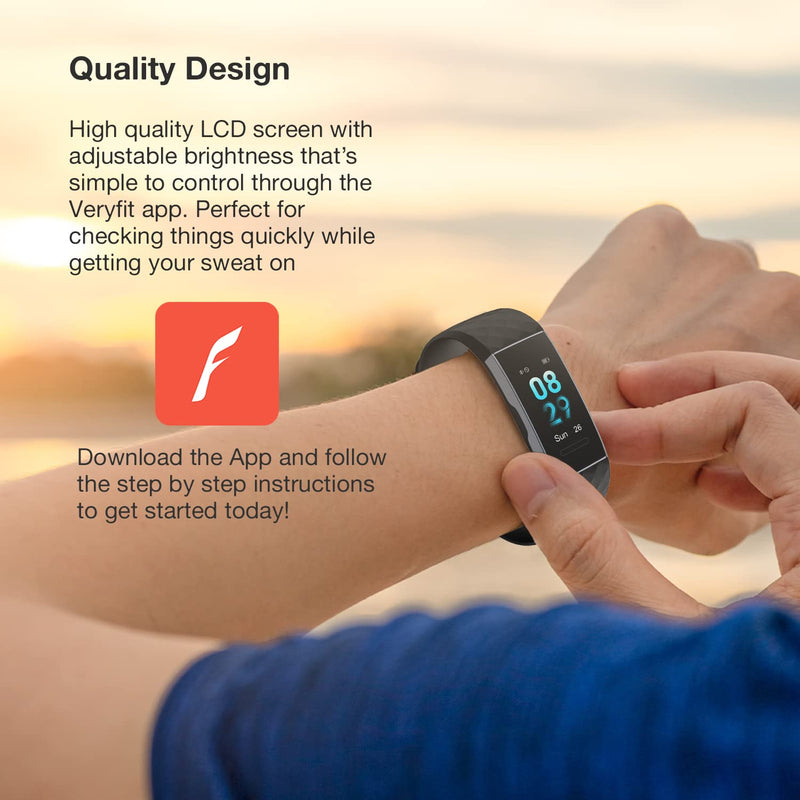 Aquarius IP67 Waterproof Bluetooth Fitness Tracker with Heart Rate Monitor and Step Counter - Black - BeesActive Australia