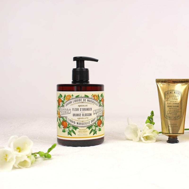 Panier des Sens - Marseille Liquid Hand Soap - Orange Blossom Hand Wash - Moisturizing Soap with Coconut Oil - Bathroom & Kitchen Refillable Soap - 96% Natural Ingredients Made in France - 16.9 Fl.oz - BeesActive Australia