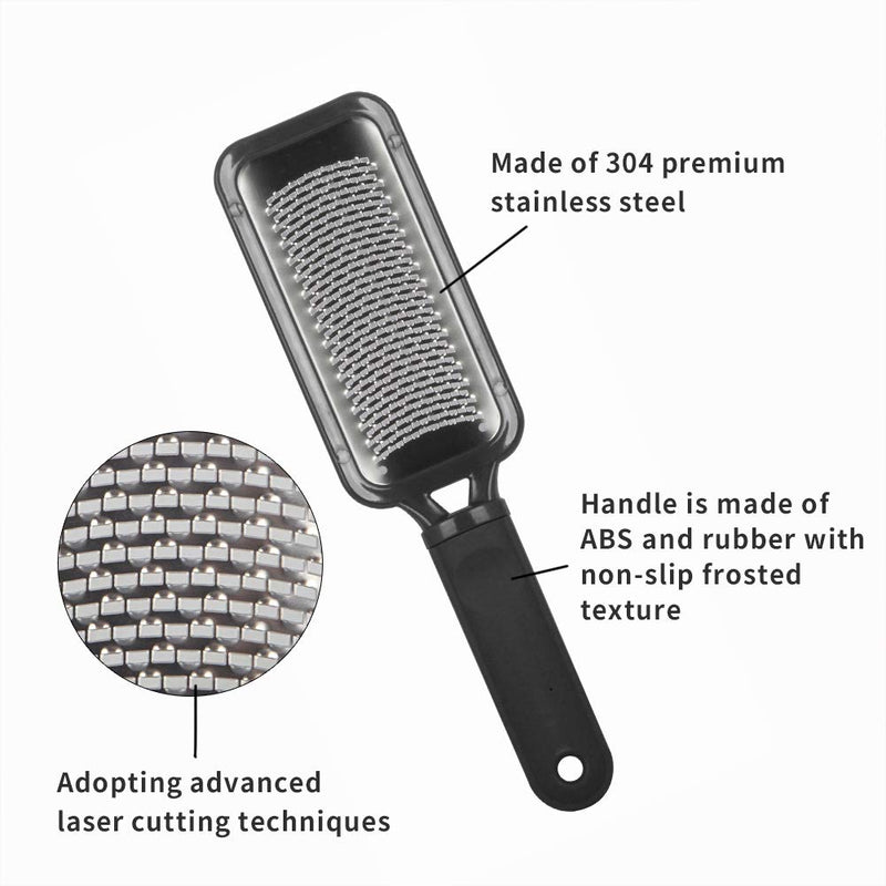 Foot File Colossal Pedicure Rasp,TurritopsisD Professional Stainless Steel Feet File to Remove Hard Skin and Callus Dead Skin, Used On Both Dry and Wet Foot Care with Foot Mask (Black) Black - BeesActive Australia