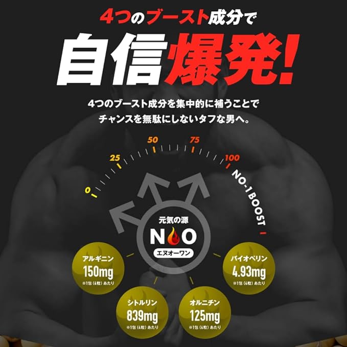 Procyon N-O-One Boost Men's Vitality Care Citrulline Arginine Ornithine Bioperine Carefully selected combination Made in Japan GMP certified factory Individual packaging Approximately 30 days supply (4 tablets x 32 packets) - BeesActive Australia