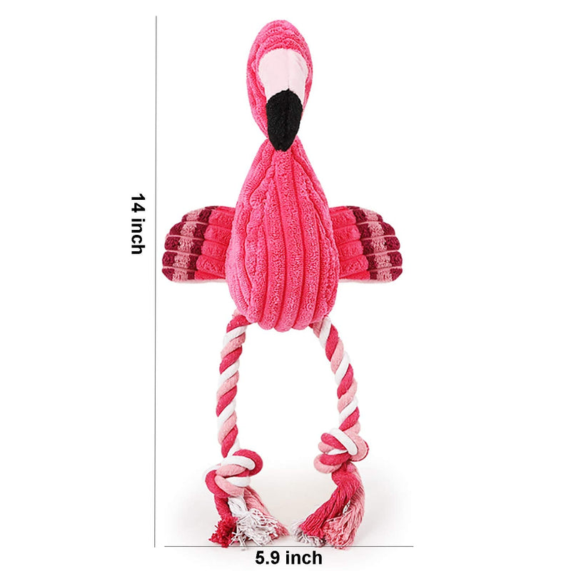 Tough Plush Dog Toy, Knot Flamingo Squeaky Toys for Dogs DT060 - BeesActive Australia