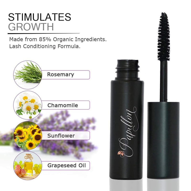 Aphrodite Natural Mascara and Eyelash Curler by Papillon - 100% Natural & 85% Organic - Hypoallergenic for Sensitive Eyes - Enriched with Rosemary, Chamomile, Sunflower & Grapeseed Oils' (Mascara) - BeesActive Australia