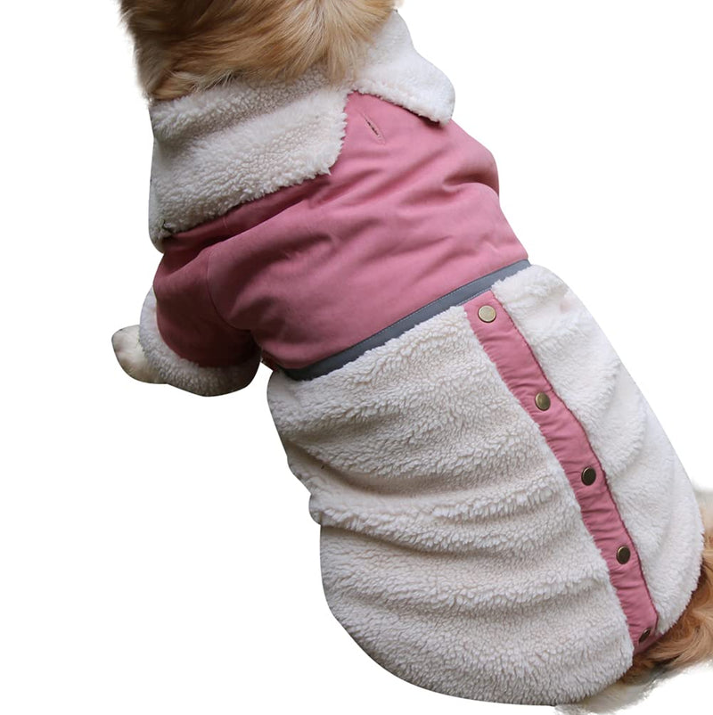 vecomfy V-Collar Dog Coats for Small Dogs Fleece Lining Warm Puppy Jacket for Cold Winter Pink - BeesActive Australia