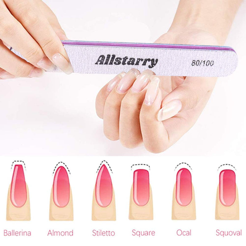 Allstarry 20pcs Nail file Set Professional Double Sides Washable Block Disposable Nail Files and Buffers 80/100 Grit Sanding File Set for Acrylic Nails for Nail Art DIY or Nail Manicure Salon 1 - BeesActive Australia