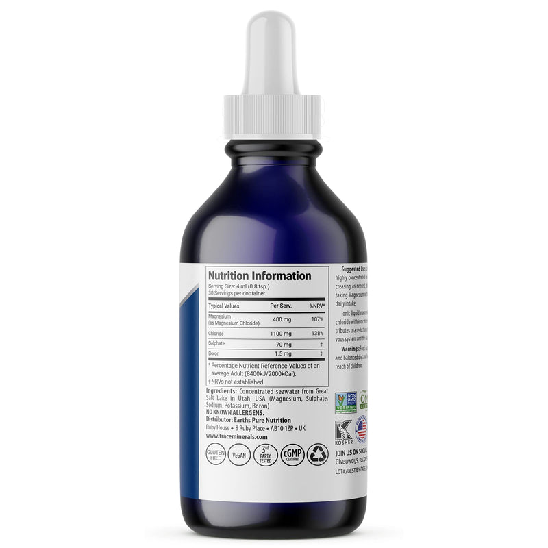 Trace Minerals Mega-Mag Magnesium Supplement - 4Fl Oz Low Sodium Dietary Supplement - Ultra-Concentrated 400mg - BeesActive Australia