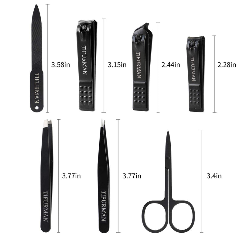 TIFURMAN Nail clippers set & Tweezers set for men &women,Stainless Steel Fingernails & Toenails Clippers & Nail File Sharp Nail Cutter Scissors with Box,Best Gift for friend and family,Set of 7(Black) - BeesActive Australia