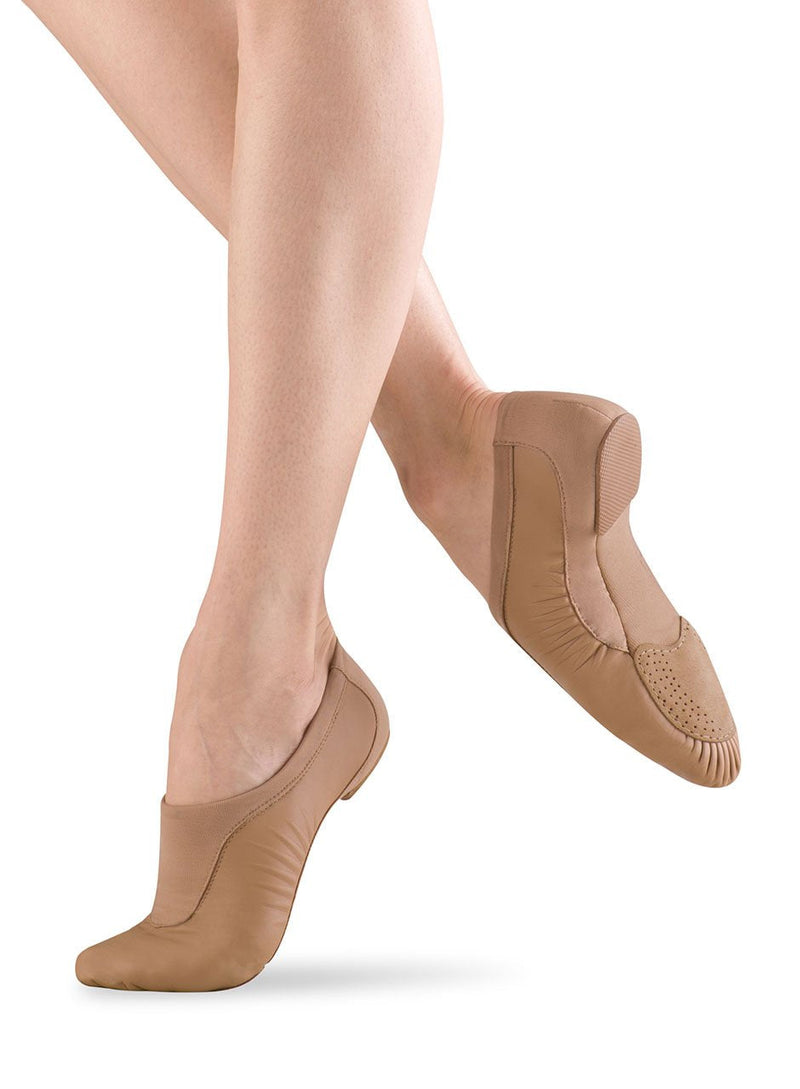 Bloch Women's Pulse Leather and Neoprene Split Sole Jazz Shoe, Tan, 4 - BeesActive Australia