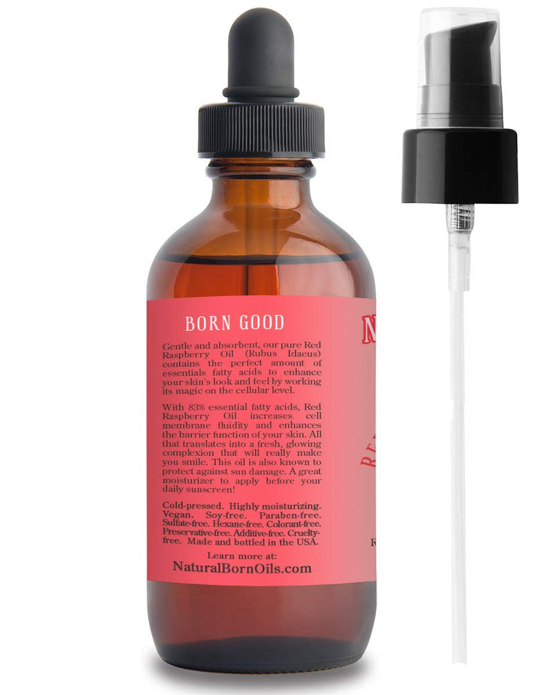 SALE! 4oz Red Raspberry Seed Oil, 100% Pure and Natural, Organic, Moisturizing Gentle Oil for Skin and Hair - Includes Pump & Dropper - BeesActive Australia